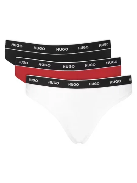 Stringi z mieszanki bawełny w zestawie 3 szt. model ‘THONG’ Hugo czerwone