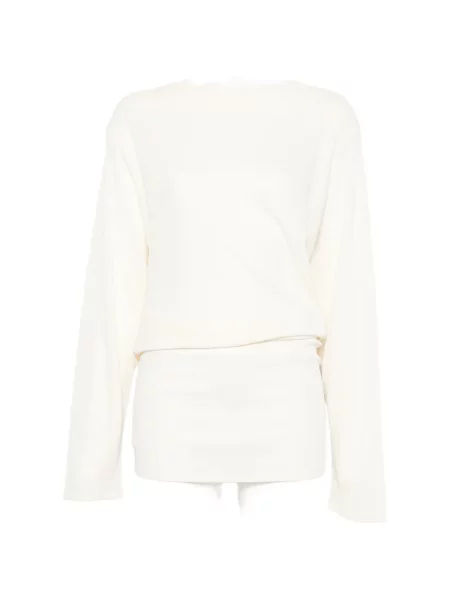 Lung rochie mini Jacquemus drapată alb