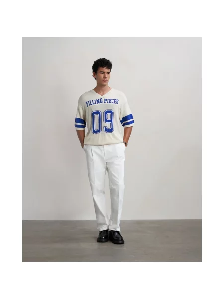 Filling Pieces t-shirt Knit Jersey American Football z nadrukiem beżowy