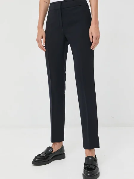 Emporio Armani pantaloni femei marin drept high waist albastru