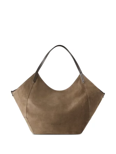 Geantă shopper Brunello Cucinelli de lână maro