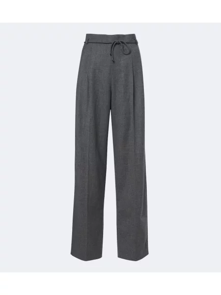 Cu centură pantaloni Max Mara din cașmir gri