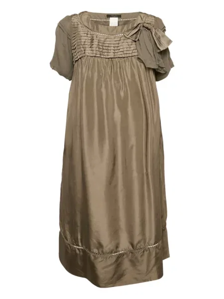 Копринена плисирана рокля Weekend Max Mara с панделка сиво