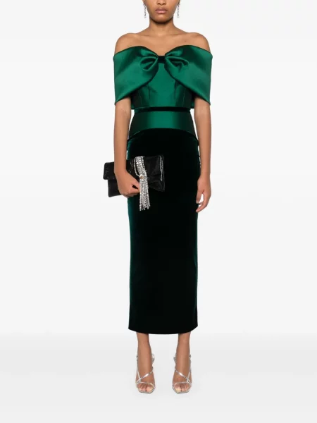 Rochie maxi Cristallini de costum verde