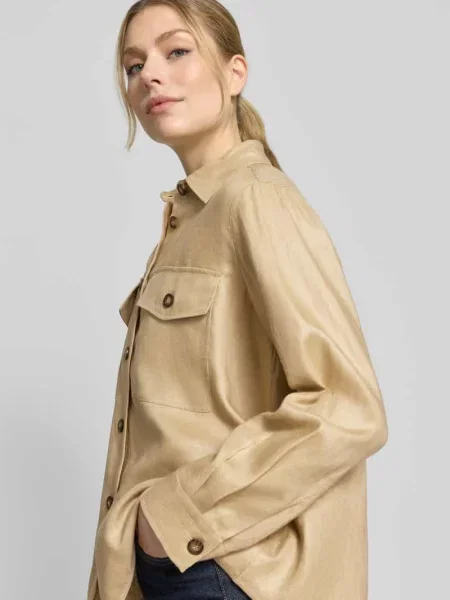 Rozkloszowana koszulowa kurtka z czystego lnu model POMPOSA' Weekend Max Mara