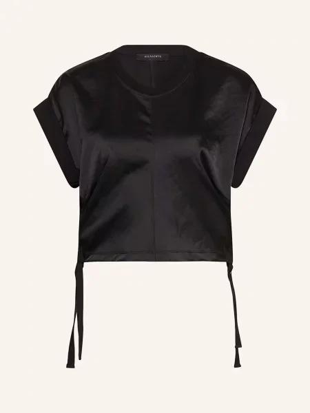 Allsaints T-Shirt Mira Z Mieszanki Materiałów schwarz czarna