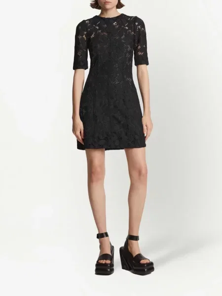 Gėlėtas nėriniuotas kostiumas suknele Proenza Schouler juoda