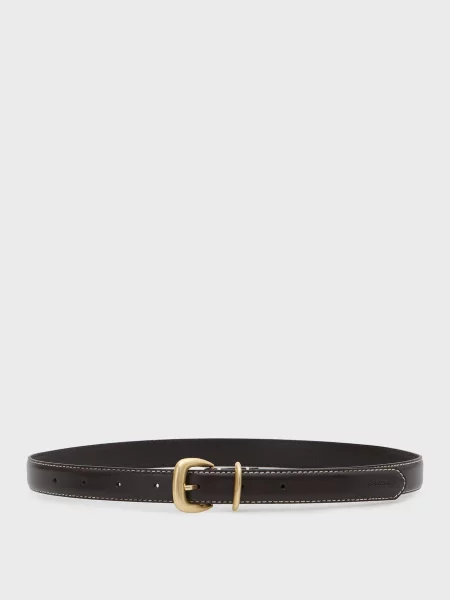 Шкіряний ремінь Calvin Klein з лого коричневий