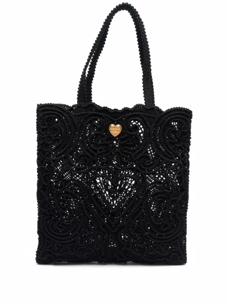 Geantă shopper Dolce & Gabbana din dantelă negru