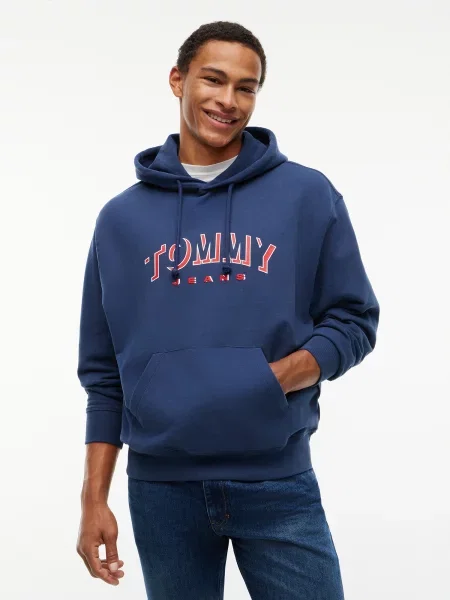 Tommy Jeans Mikina námornícka / svetlooranžová modrá