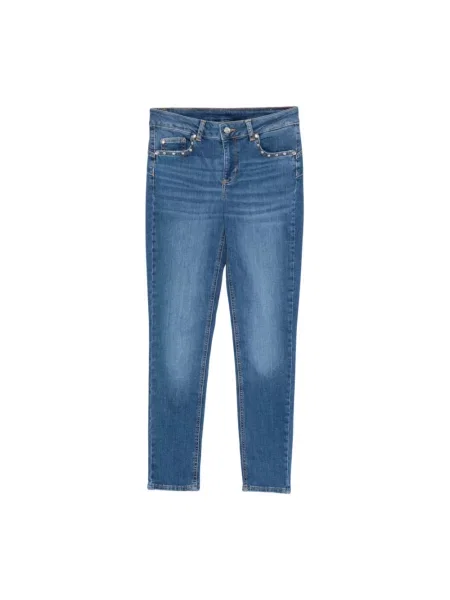 Jeansy Liu Jo z kamieniami o krotszym kroju niebieskie