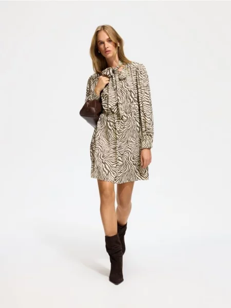 Reserved Rochie cu imprimeu animal maro