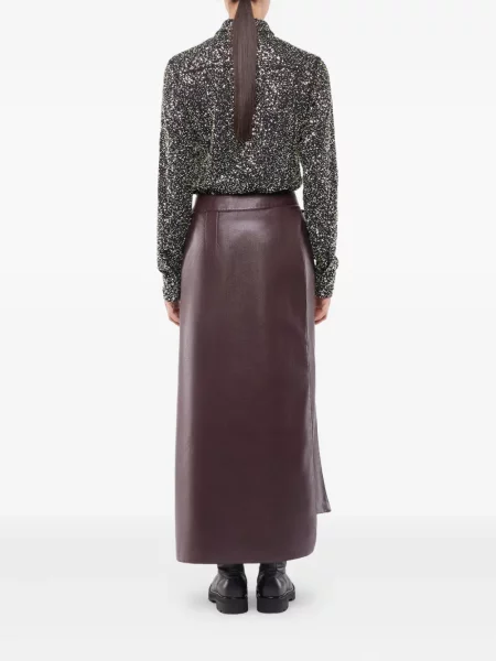 Spódnica skórzana Rabanne do kolan brązowa