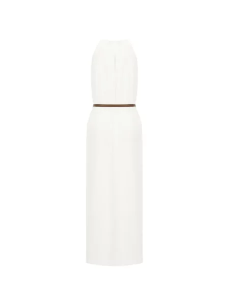 Cu centură rochie maxi Max Mara cu gât halter alb