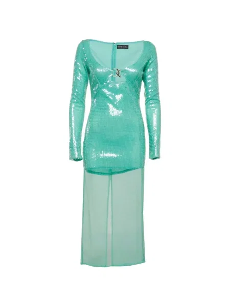 Rochie maxi David Koma cu paiete verde