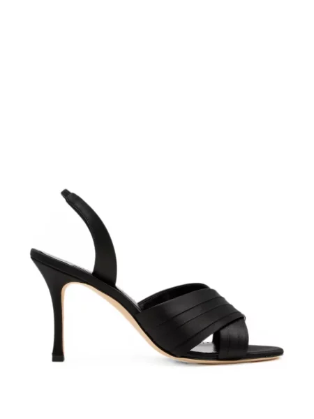 Sandale Manolo Blahnik slingback cu bretele negru