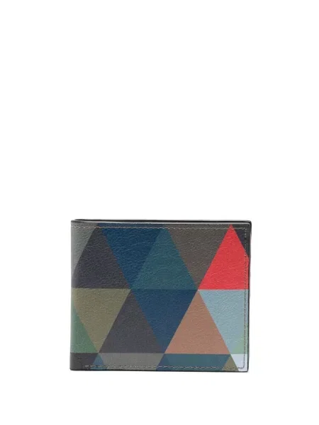 Portofel Leathersmith Of London din piele cu imprimeu geometric albastru