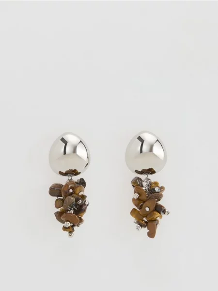 Серьги Reserved с камнями коричневые