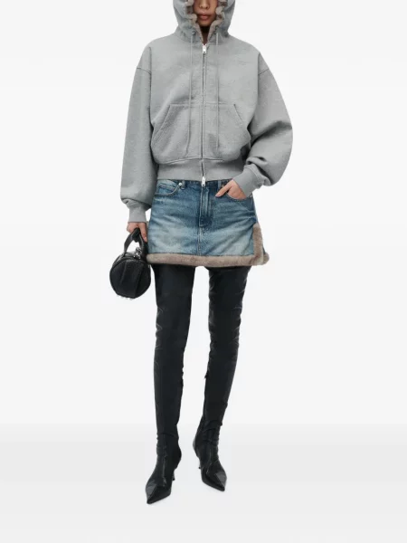Hanorac cu glugă Alexander Wang cu glugă cu blană gri
