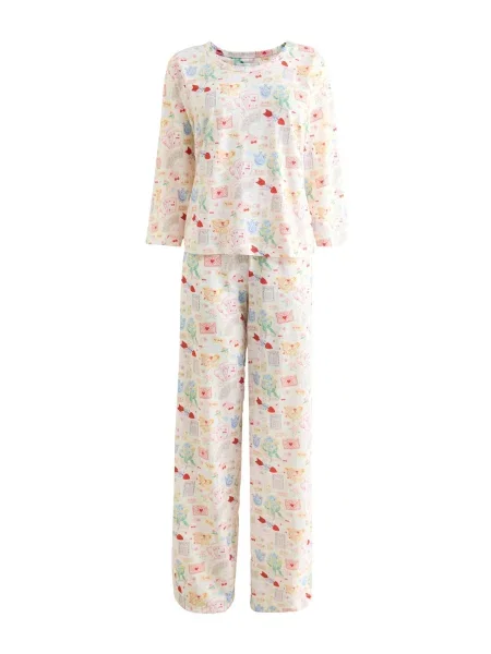 Cath Kidston Pijama albastru / galben / roșu alb