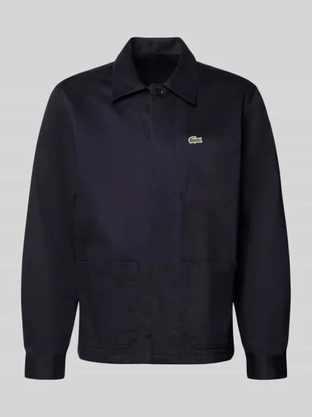 Koszula casualowa o kroju regular fit z czystej bawełny Lacoste granatowa