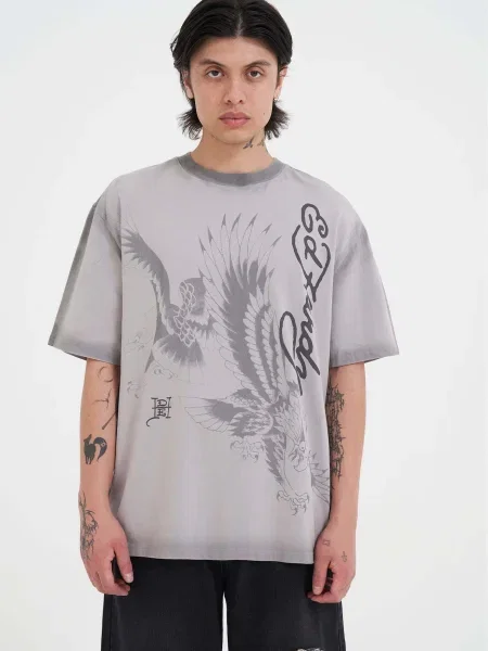 Ed Hardy Tricou Eagles In Attack' gri