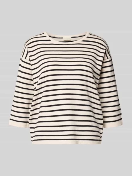 Sweter z dzianiny z rękawem o dł. Milano Italy biały
