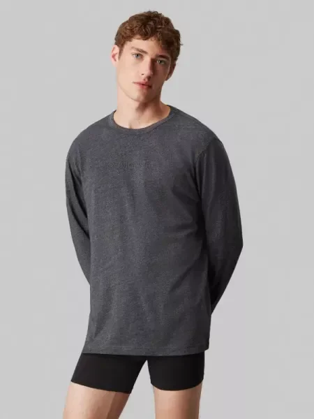Pijama tricou mânecă lungă Calvin Klein Underwear gri