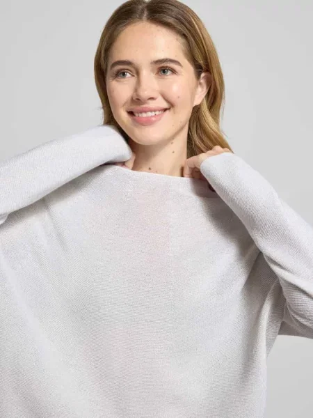Sweter z błyszczącej dzianiny z mieszanki wełny Rich & Royal srebrny