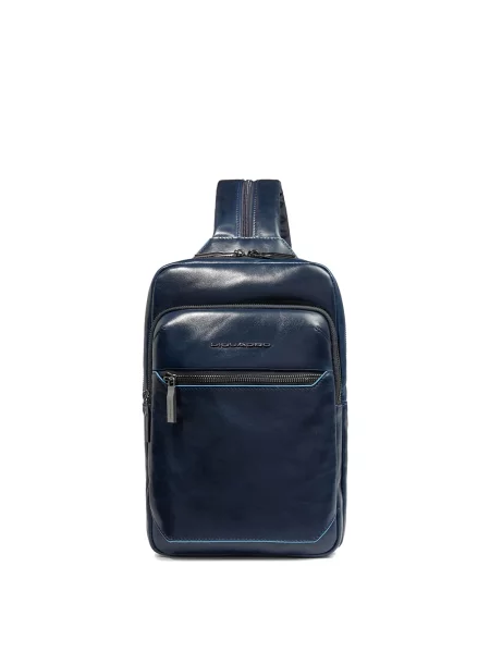 Torba crossbody Piquadro skórzana niebieska