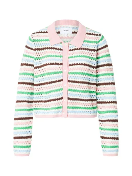 NÜMPH Pletena jopa NANCY rjava / svetlo zelena / staro roza bela