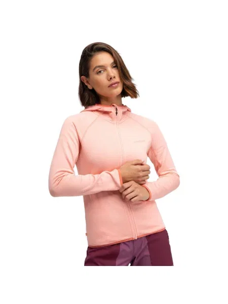 Lekka trekkingowa kurtka polarowa z kapturem Siroko Ember Pink różowa