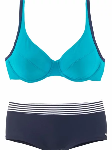 S.Oliver Costum de baie două piese turcoaz / închis albastru