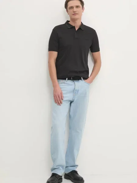 Bombažen polo Calvin Klein črna