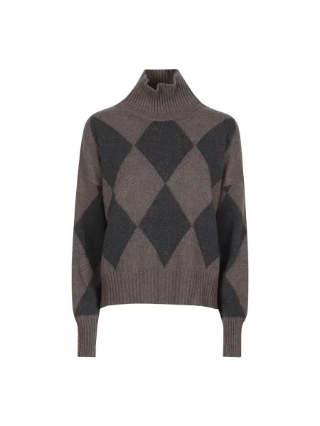 Sweter z golfem Aragona z kaszmiru brązowy