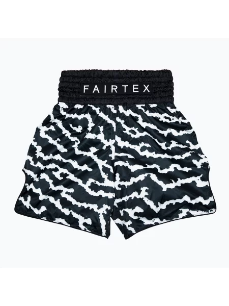 Fairtex Boxing Trunks Crack rövidnadrág fekete/fehér Crack fehér