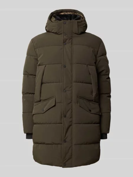 Płaszcz pikowany o kroju regular fit z kapturem model HORIZON' Cinque oliwkowy