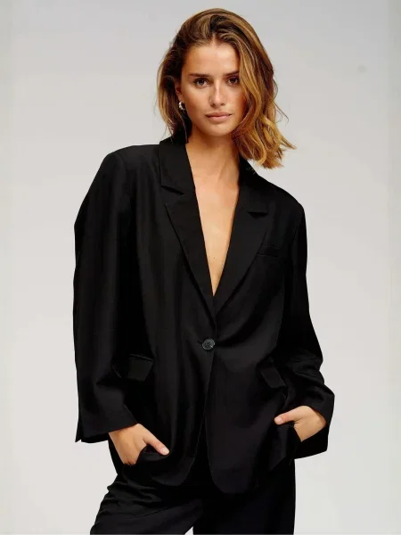 TEESHOPPEN Sacou Oversized negru