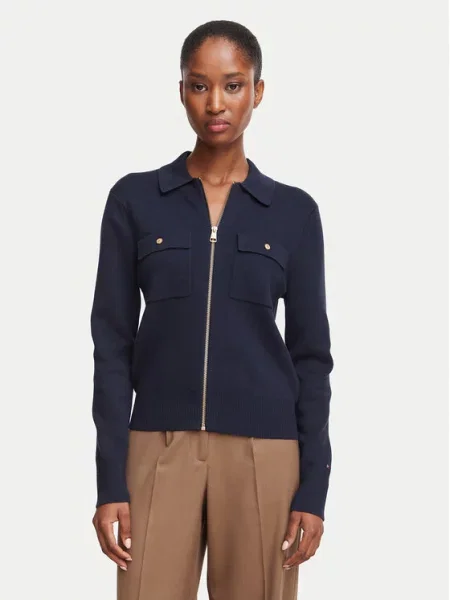 Tommy Hilfiger Pletena jopica Mornarsko modra