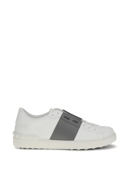 Sneakerși Valentino Garavani din piele cu dungi cu tepi alb