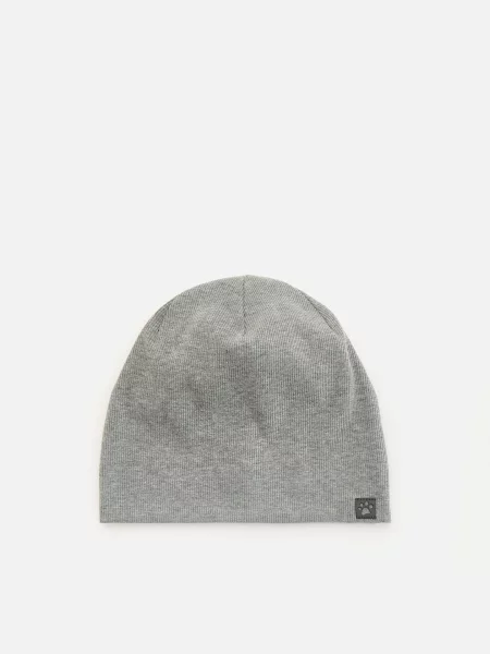 Reserved Pamutban gazdag beanie sapka rátéttel sötétszürke