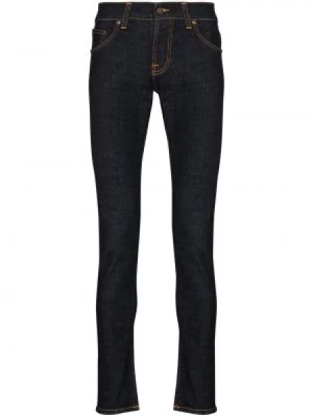 Blugi skinny Nudie Jeans din material terry albastru