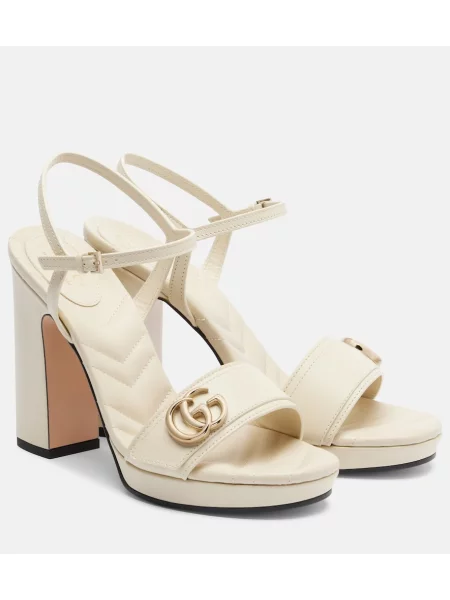 Usnjene sandali Gucci bela