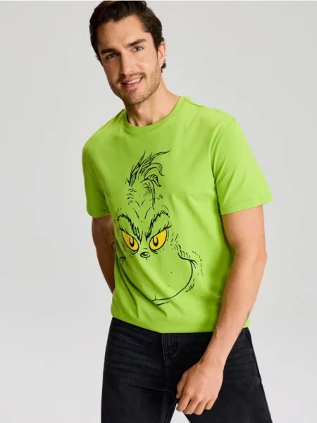 Sinsay Tričko S Potiskem Grinch neonová