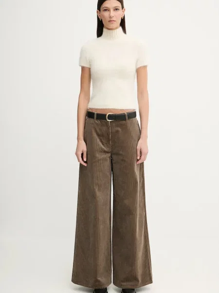 Вельветовые брюки Filippa K с высокой посадкой зеленые