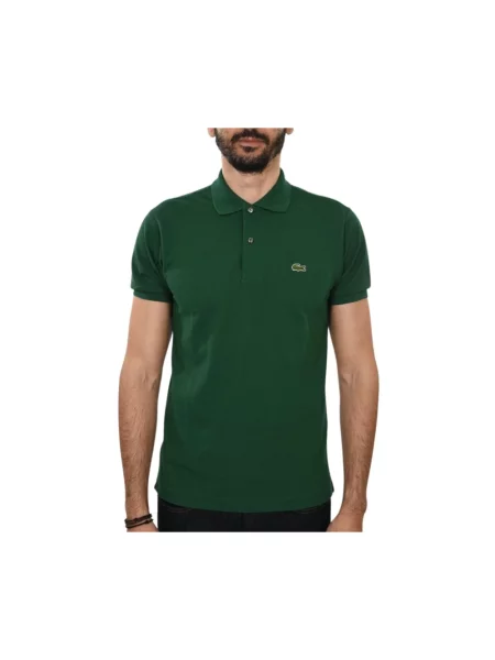 Lniana koszulka polo Lacoste z logo w miejskim stylu zielona