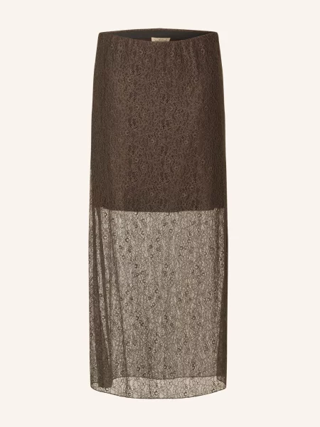 Smith & Soul Krajková Sukně tmavě hnědá