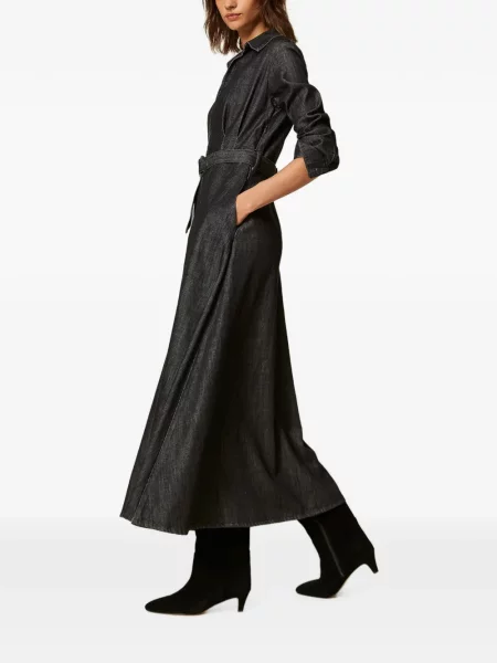 Lung rochie din denim Twinset negru