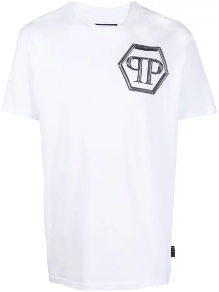Tricou Philipp Plein cu imagine scurt alb