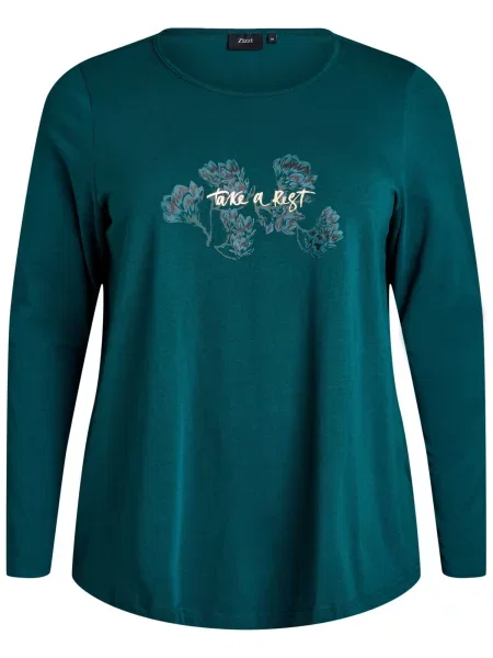 Zizzi Tricou Dana verde petrol alb